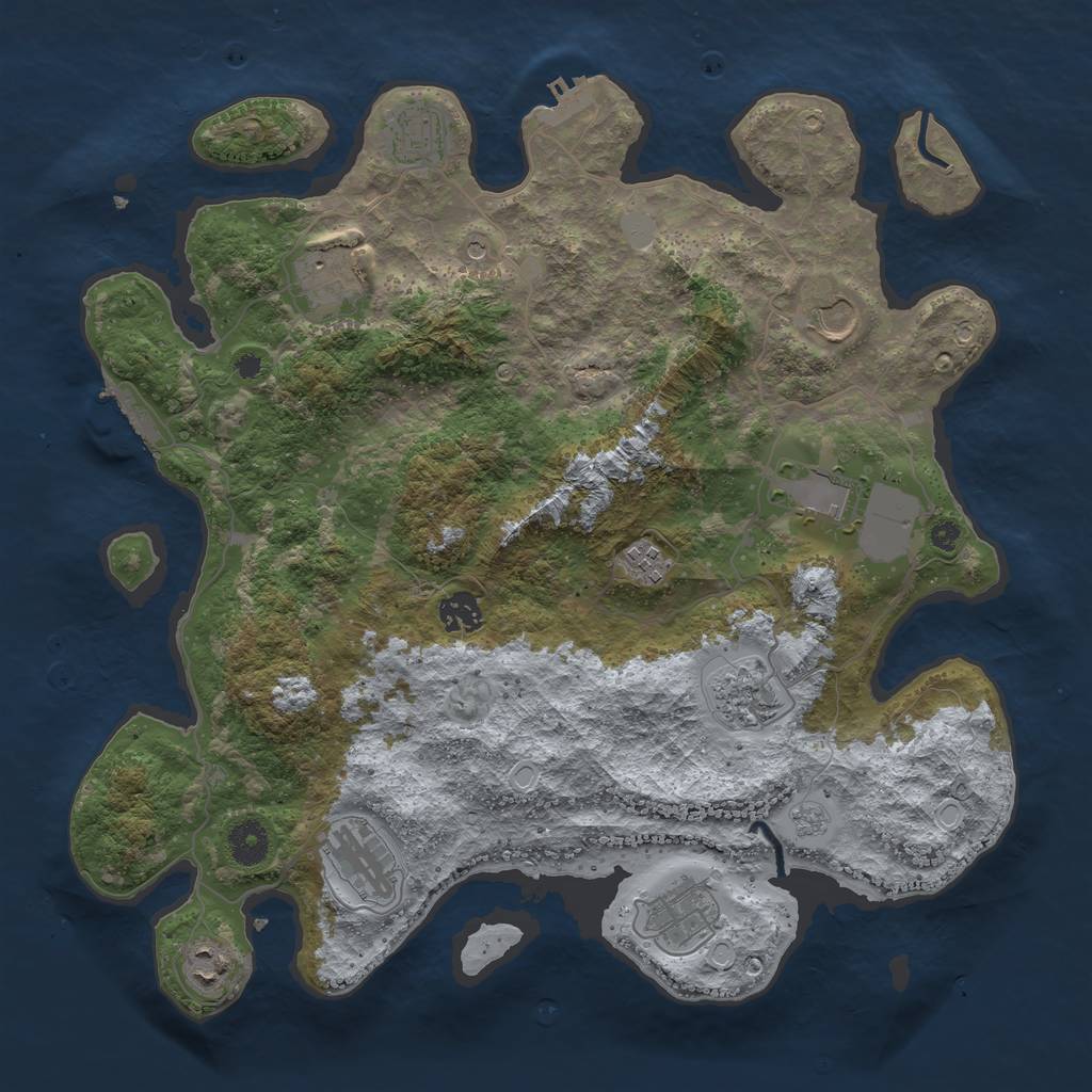 Rust Map: Procedural Map, Size: 3850, Seed: 935145046, 17 Monuments