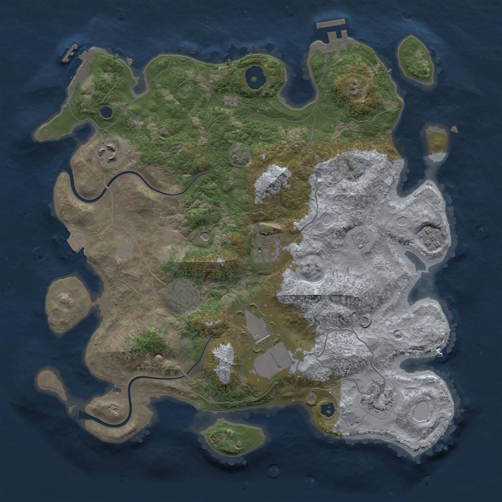 Rust Map: Procedural Map, Size: 3500, Seed: 973416947, 12 Monuments