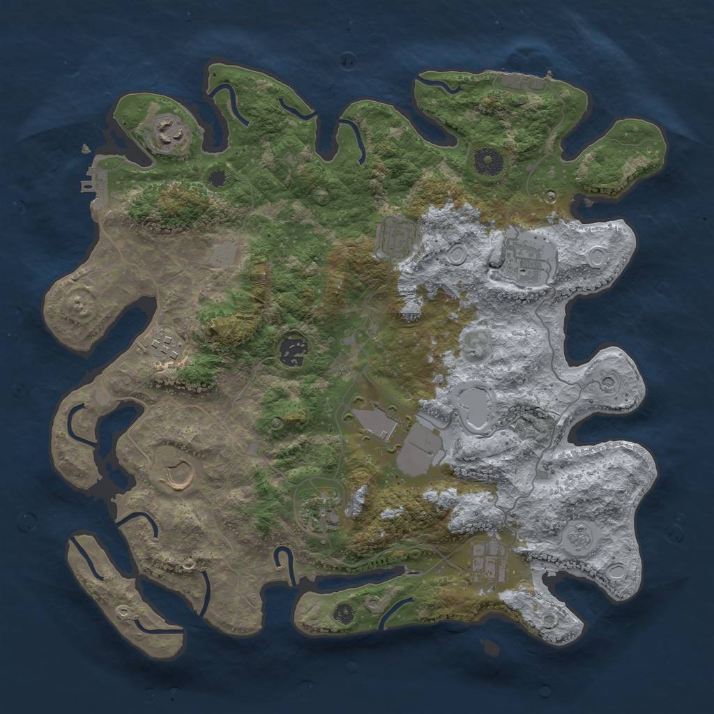 Rust Map: Procedural Map, Size: 3700, Seed: 1849359687, 16 Monuments