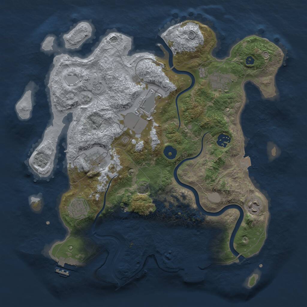 Rust Map: Procedural Map, Size: 3500, Seed: 534651, 13 Monuments