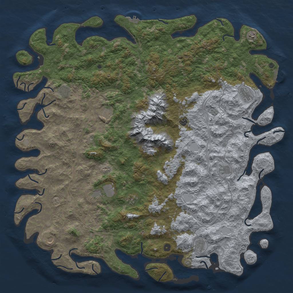 Rust Map: Procedural Map, Size: 6000, Seed: 90767511, 18 Monuments