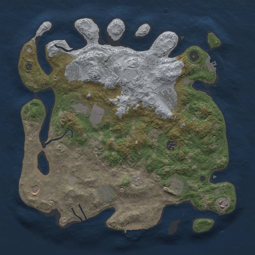 Rust Map: Procedural Map, Size: 3750, Seed: 241606609, 17 Monuments