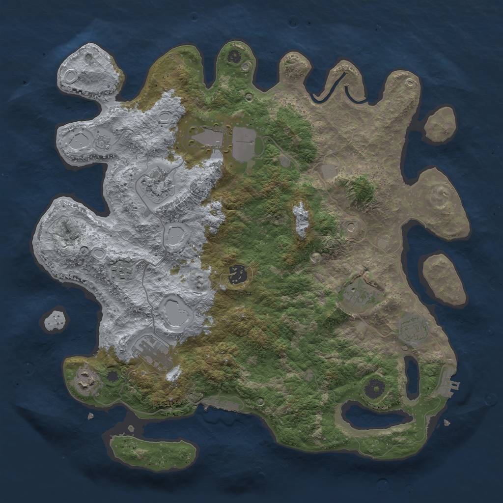 Rust Map: Procedural Map, Size: 3850, Seed: 1895778906, 15 Monuments