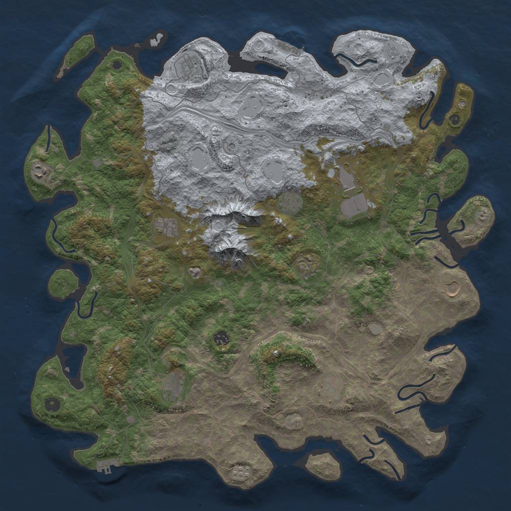 Rust Map: Procedural Map, Size: 5000, Seed: 1267702828, 18 Monuments