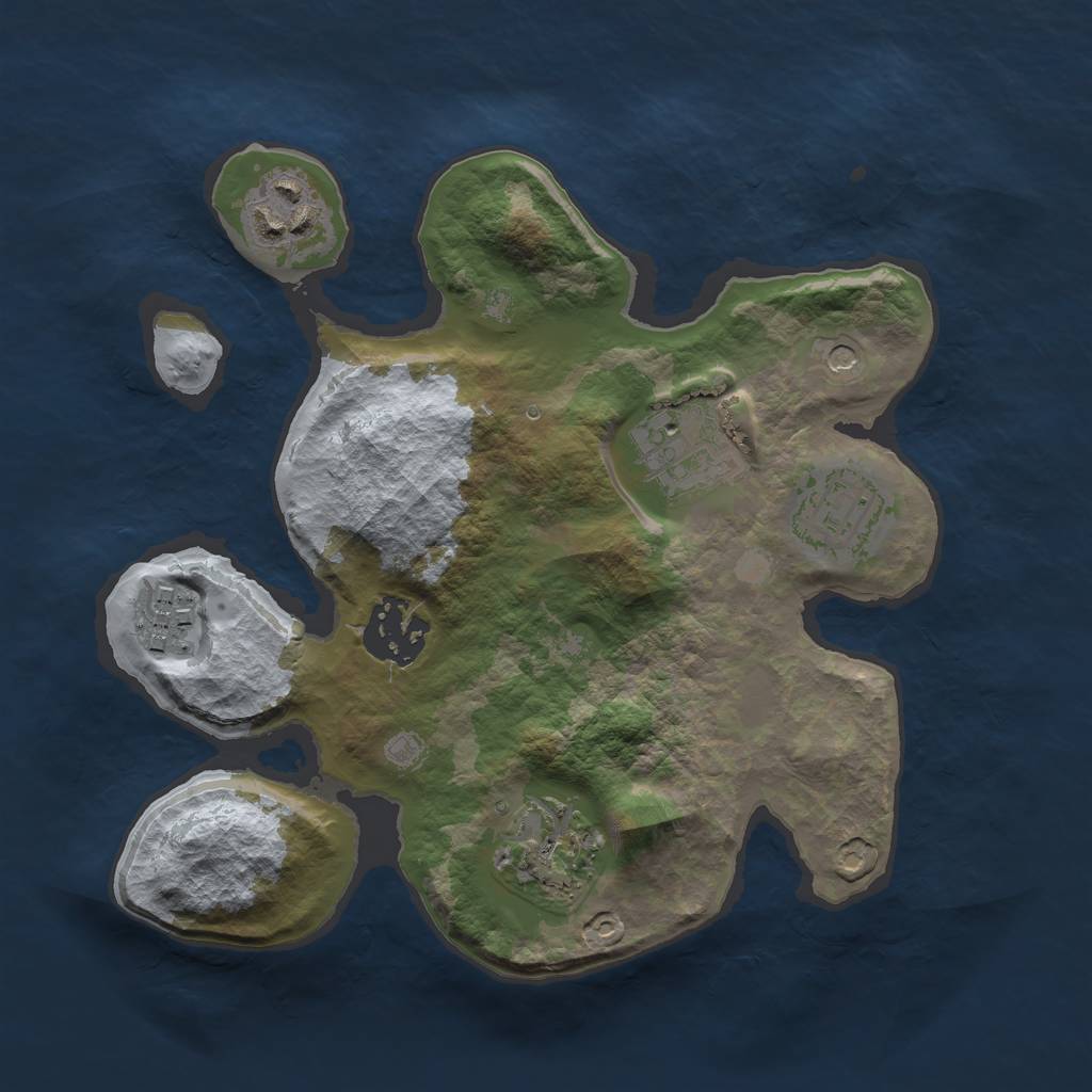 Rust Map: Barren, Size: 2500, Seed: 12345, 9 Monuments
