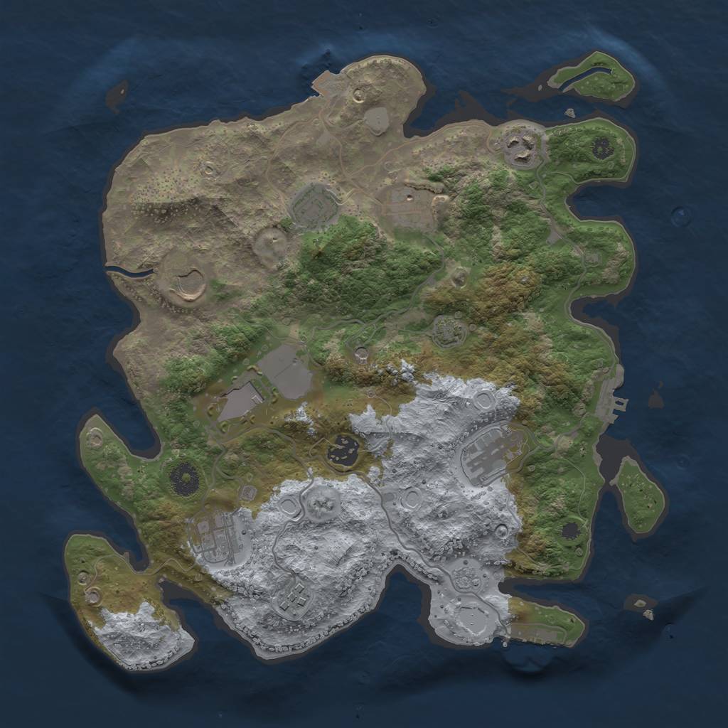 Rust Map: Procedural Map, Size: 3500, Seed: 445335345, 17 Monuments