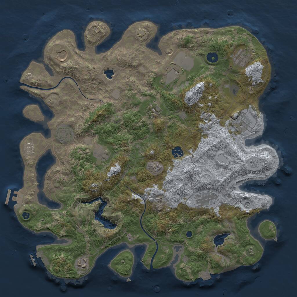Rust Map: Procedural Map, Size: 4000, Seed: 27460316, 17 Monuments