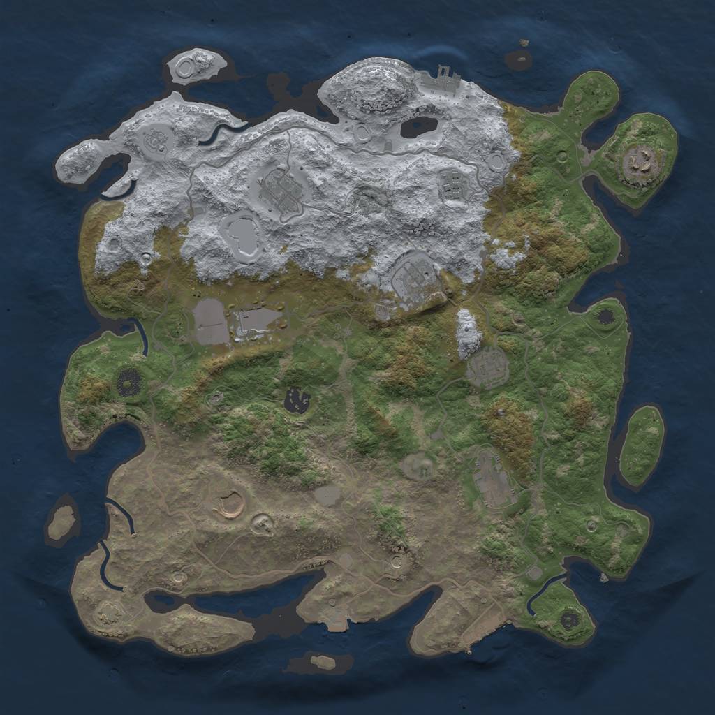Rust Map: Procedural Map, Size: 4000, Seed: 1998012612, 17 Monuments