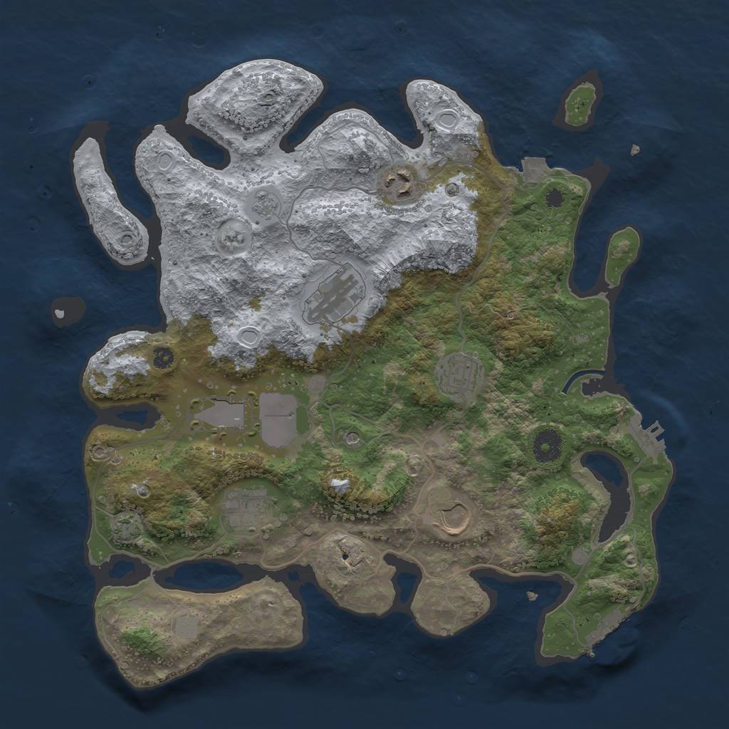 Rust Map: Procedural Map, Size: 3500, Seed: 1107994847, 14 Monuments