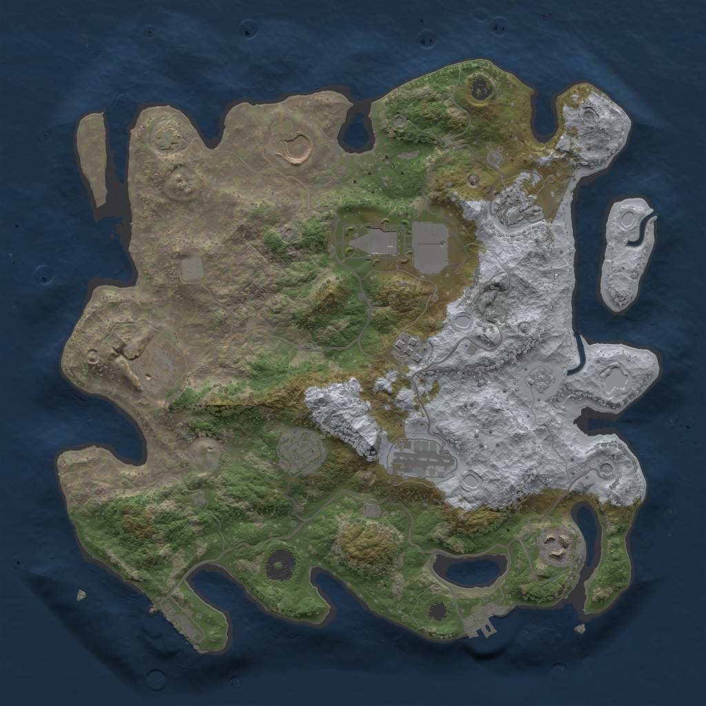 Rust Map: Procedural Map, Size: 3500, Seed: 1011140524, 16 Monuments