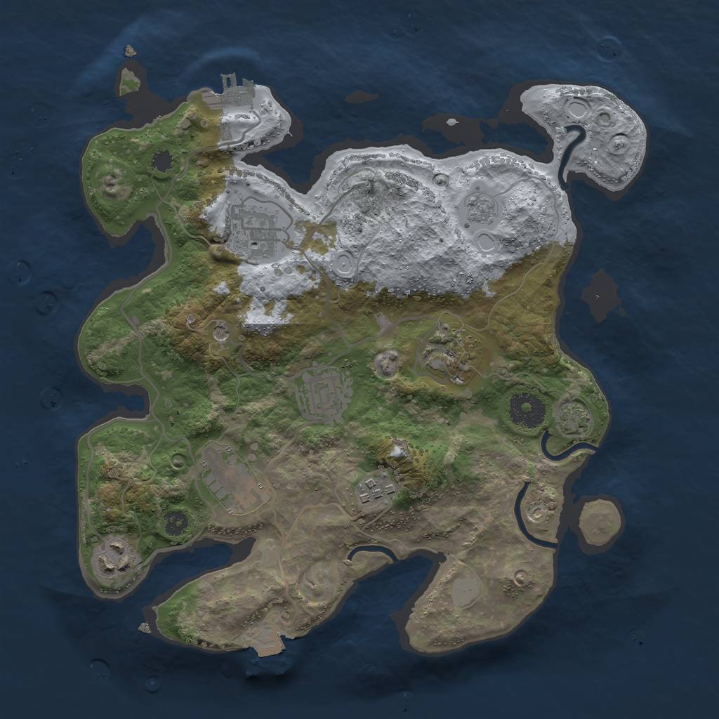 Rust Map: Procedural Map, Size: 3000, Seed: 1124841087, 13 Monuments