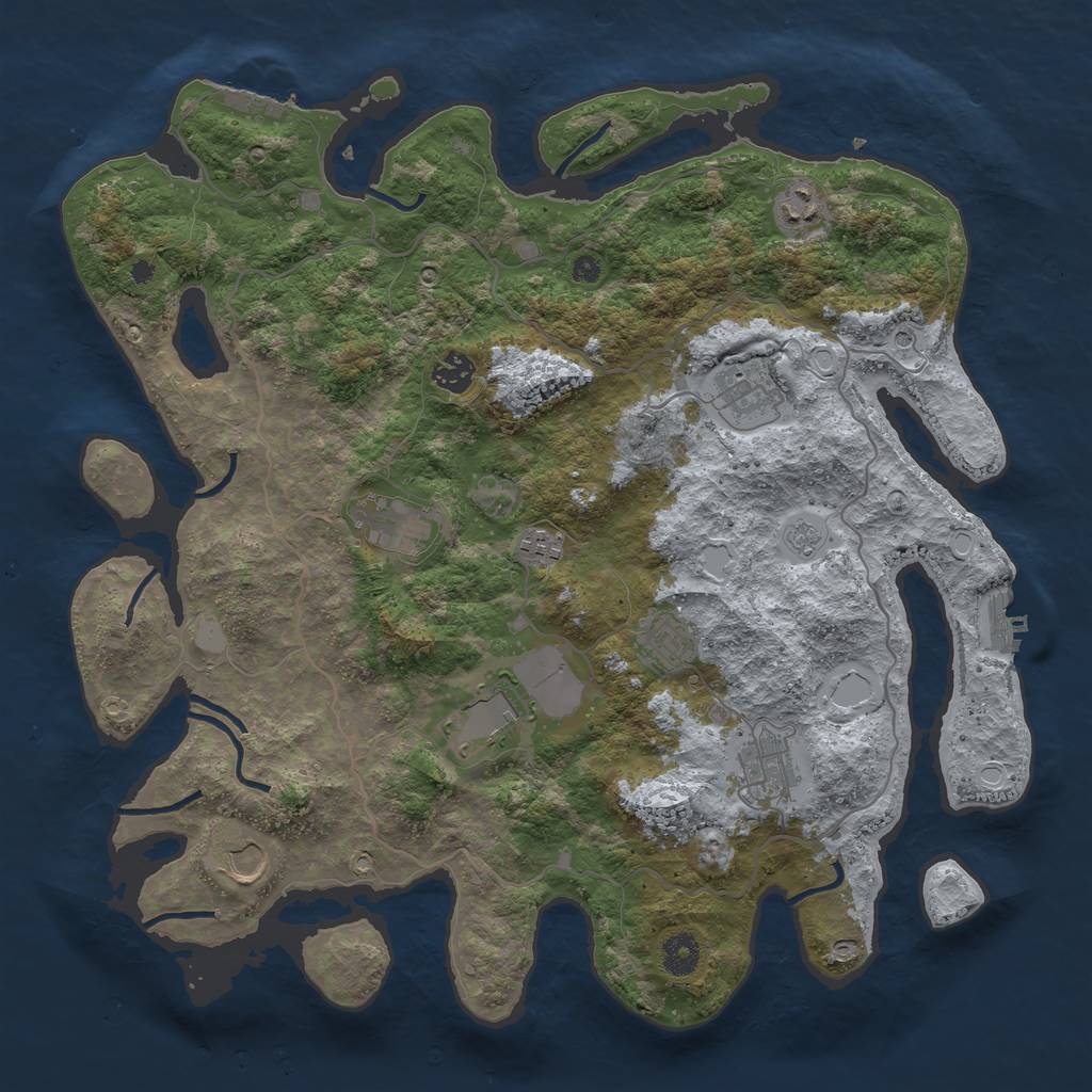Rust Map: Procedural Map, Size: 4000, Seed: 690951429, 16 Monuments