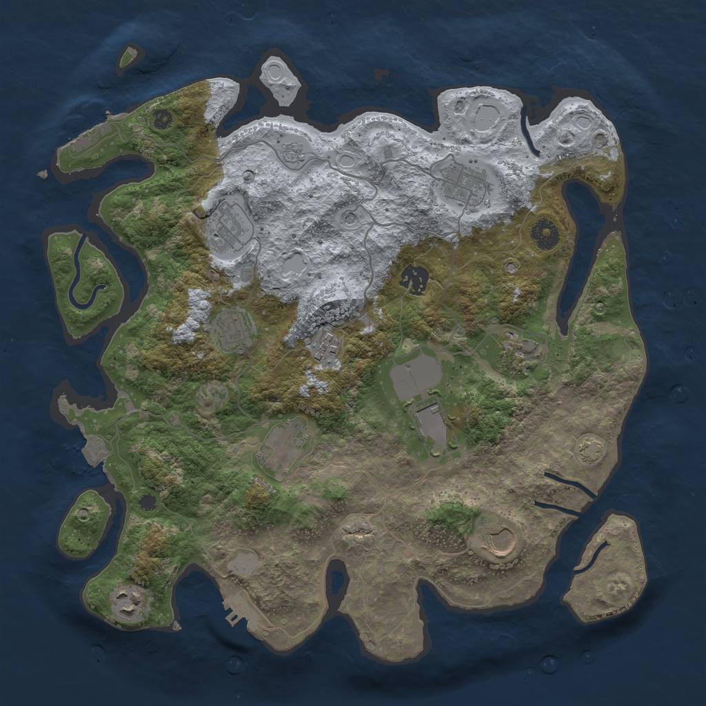 Rust Map: Procedural Map, Size: 3650, Seed: 123412, 18 Monuments