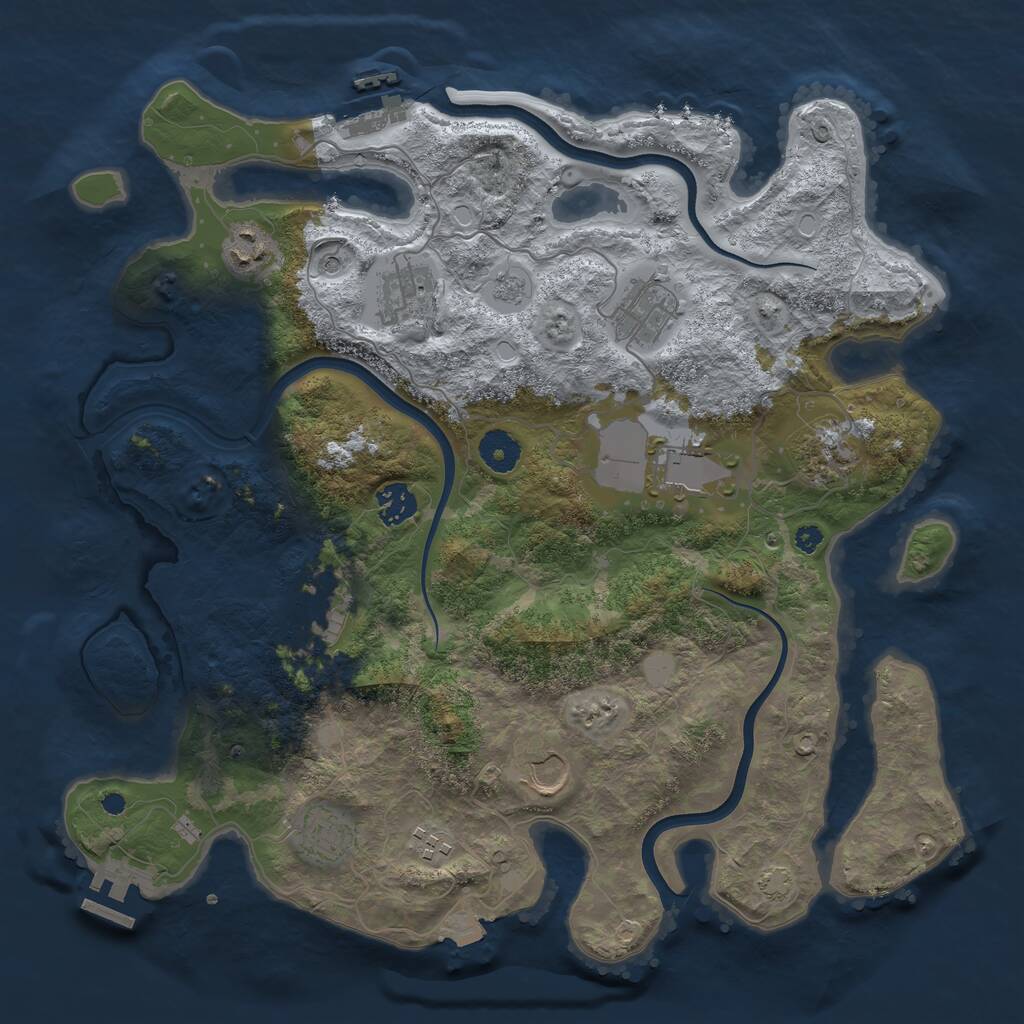 Rust Map: Procedural Map, Size: 3750, Seed: 108243456, 16 Monuments