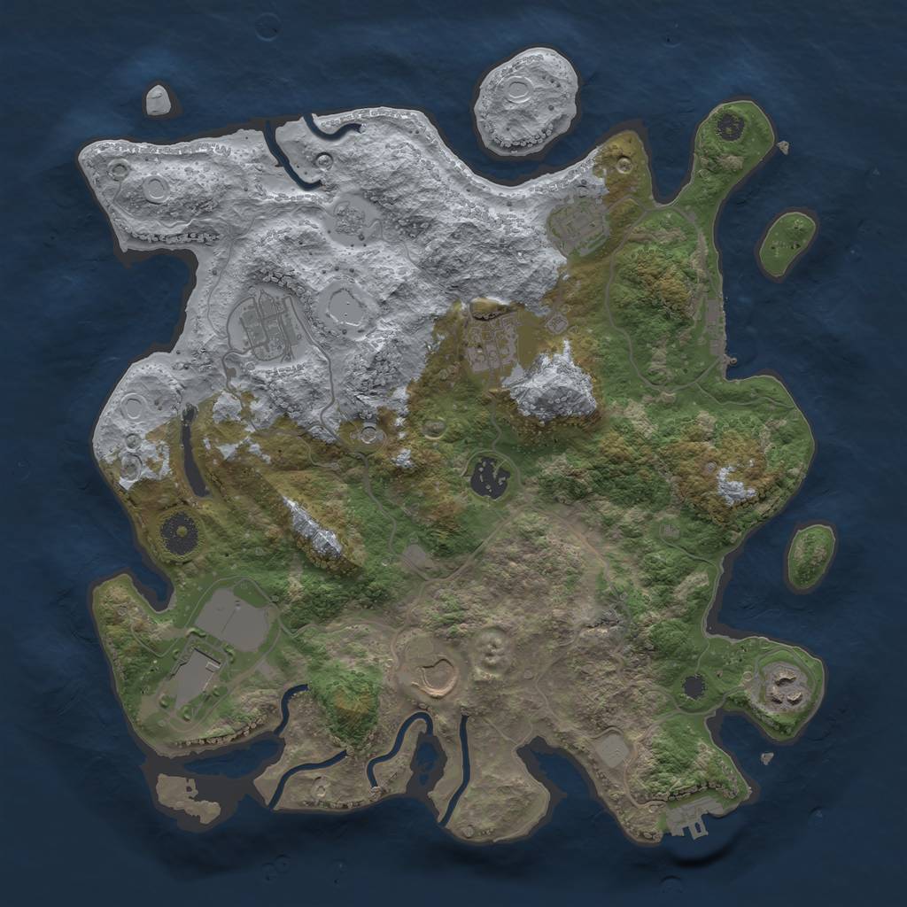 Rust Map: Procedural Map, Size: 3500, Seed: 2121991, 14 Monuments