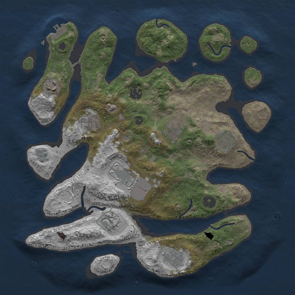Rust Map: Procedural Map, Size: 3500, Seed: 337503650, 16 Monuments