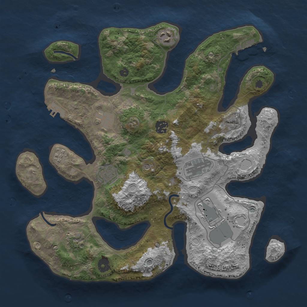 Rust Map: Procedural Map, Size: 3500, Seed: 10212, 16 Monuments