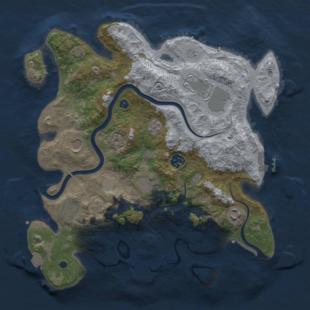 Rust Map: Procedural Map, Size: 3500, Seed: 906559040, 13 Monuments