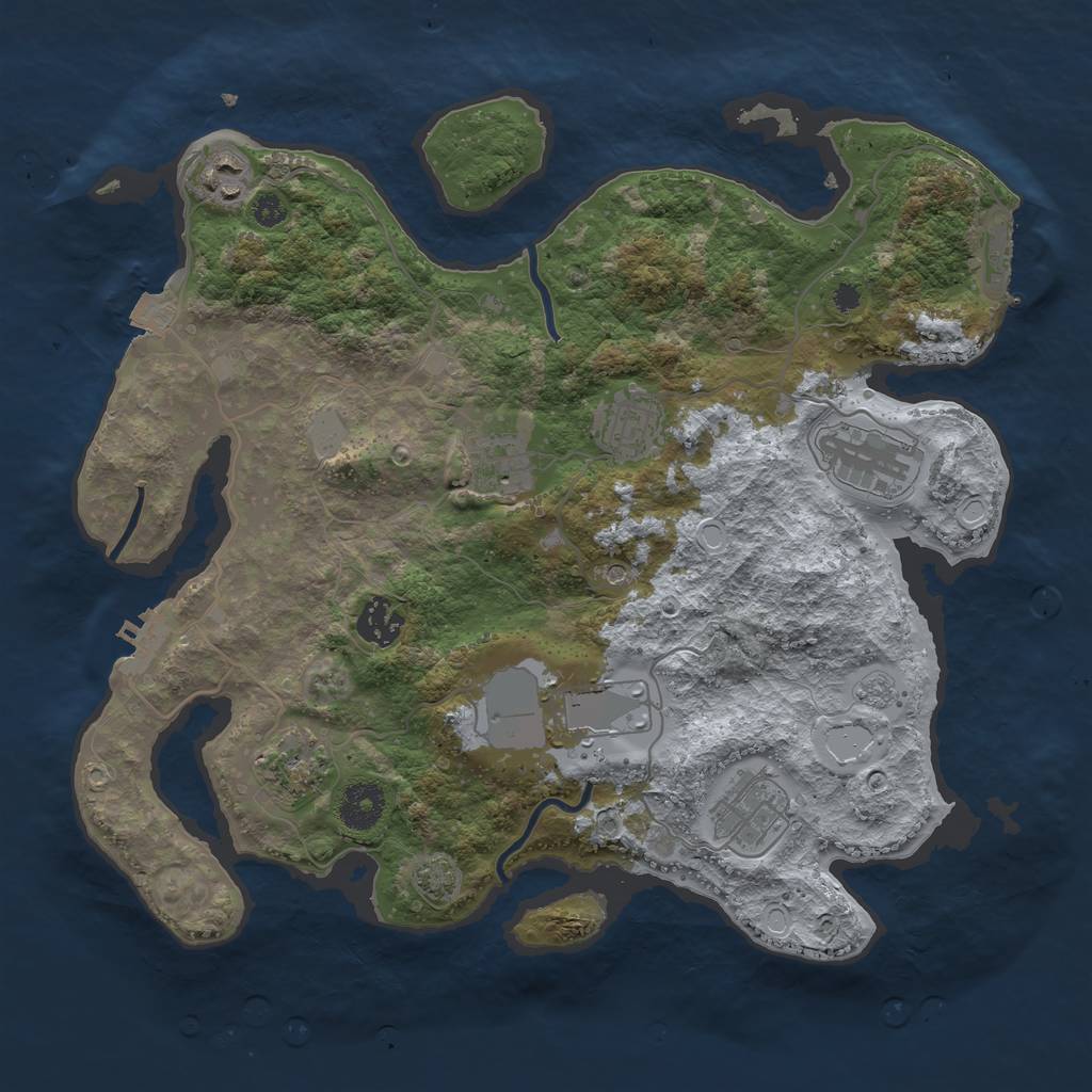 Rust Map: Procedural Map, Size: 3500, Seed: 5323522, 16 Monuments