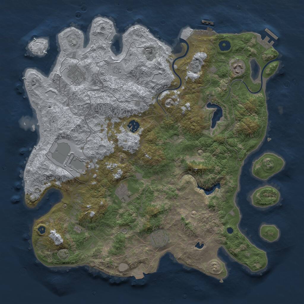 Rust Map: Procedural Map, Size: 4000, Seed: 23499, 13 Monuments