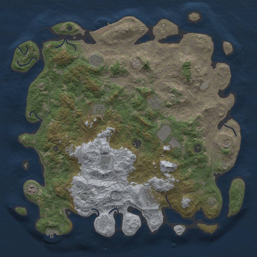 Rust Map: Procedural Map, Size: 4500, Seed: 556438323, 18 Monuments
