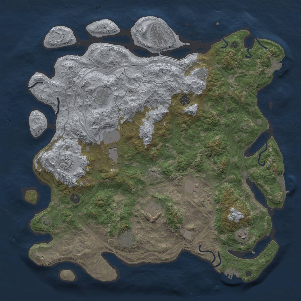 Rust Map: Procedural Map, Size: 4500, Seed: 1389424756, 18 Monuments