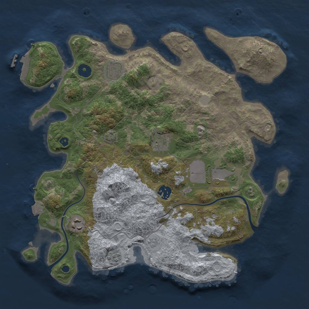 Rust Map: Procedural Map, Size: 3500, Seed: 63232677, 11 Monuments