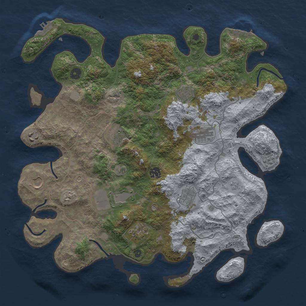 Rust Map: Procedural Map, Size: 4000, Seed: 185818902, 17 Monuments