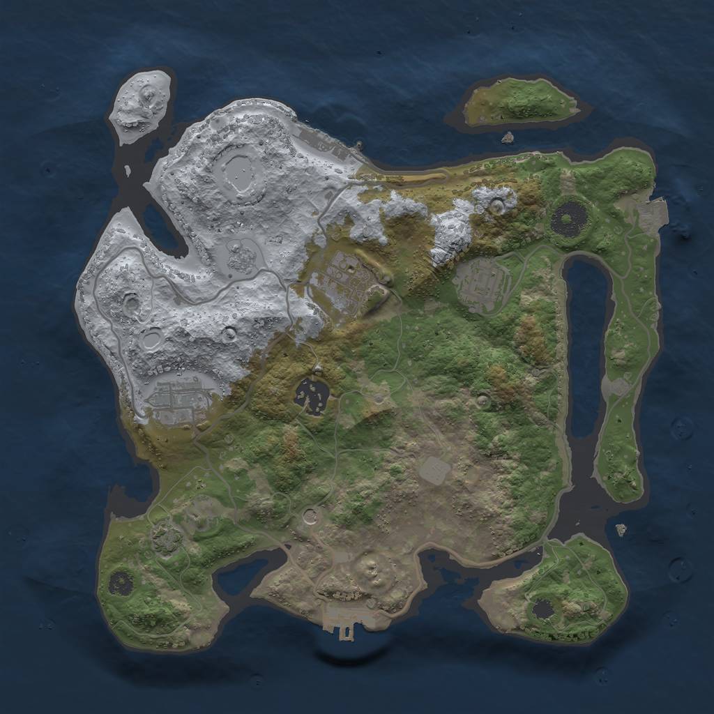 Rust Map: Procedural Map, Size: 3000, Seed: 843864, 12 Monuments