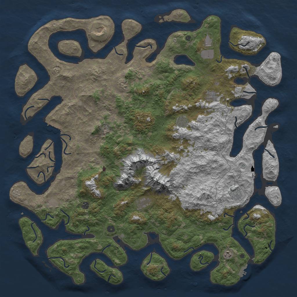 Rust Map: Procedural Map, Size: 6000, Seed: 69352980, 19 Monuments