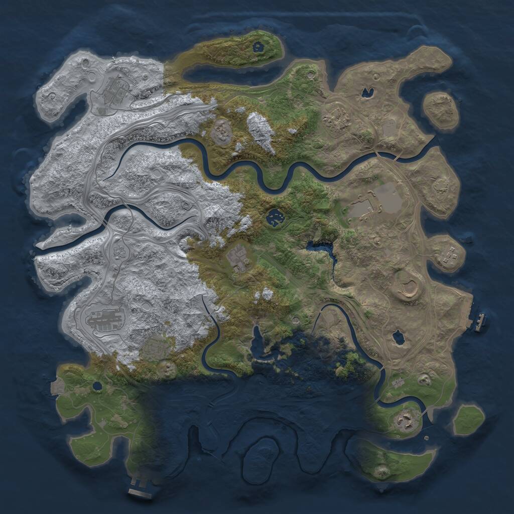 Rust Map: Procedural Map, Size: 4500, Seed: 111082, 16 Monuments