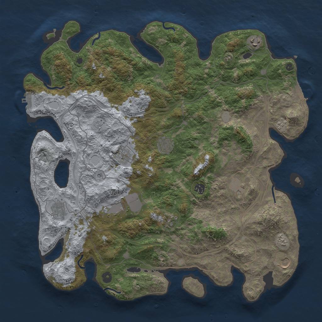 Rust Map: Procedural Map, Size: 4500, Seed: 10242048, 17 Monuments