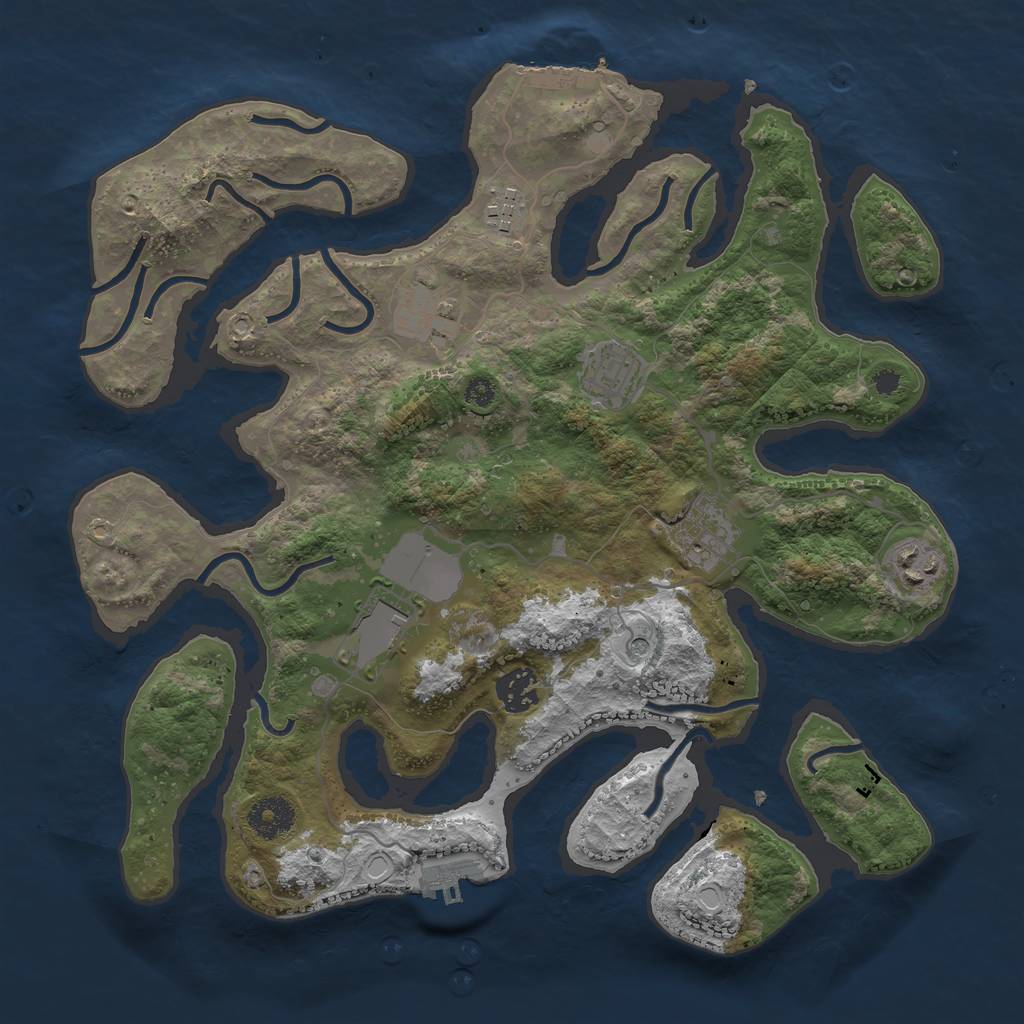 Rust Map: Procedural Map, Size: 3500, Seed: 1461867645, 15 Monuments