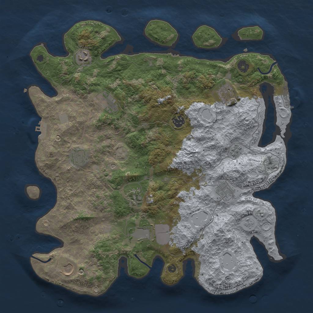 Rust Map: Procedural Map, Size: 3950, Seed: 1311284870, 17 Monuments