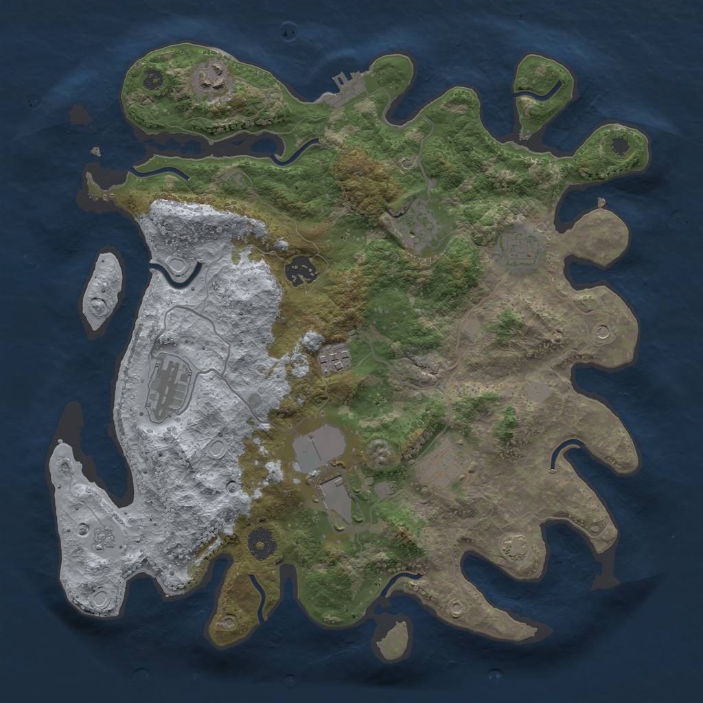 Rust Map: Procedural Map, Size: 3500, Seed: 656894793, 15 Monuments