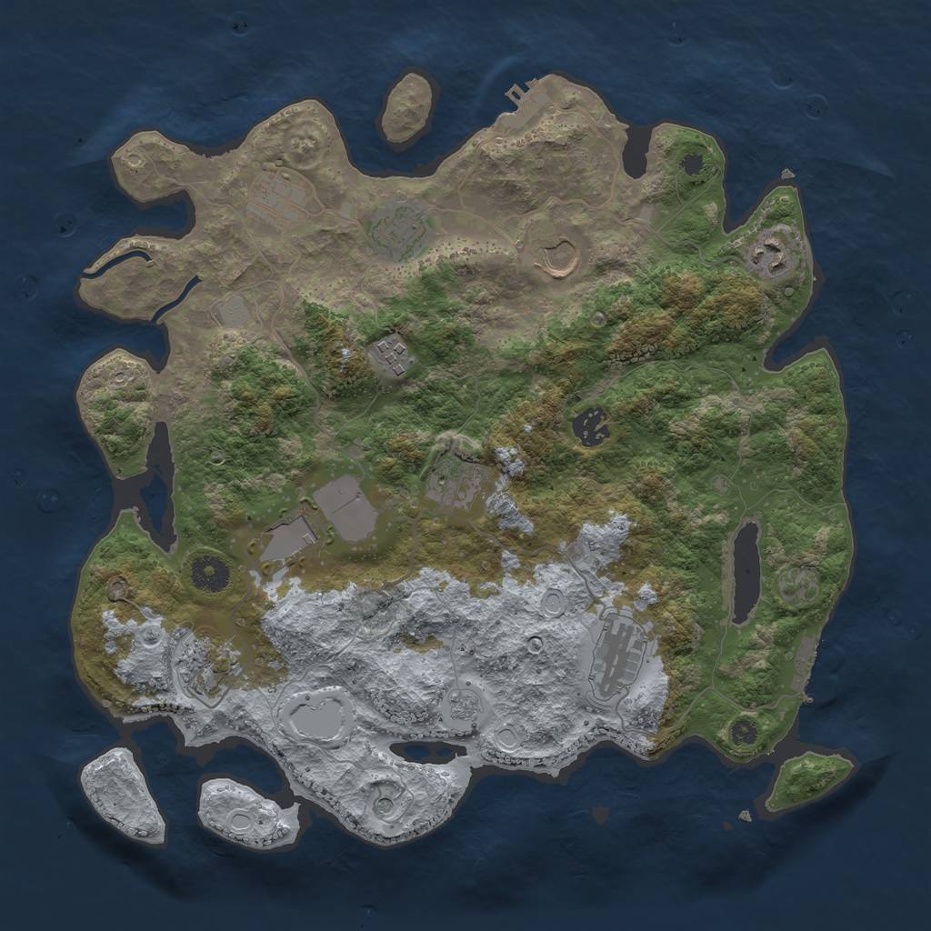 Rust Map: Procedural Map, Size: 3700, Seed: 2270901, 17 Monuments