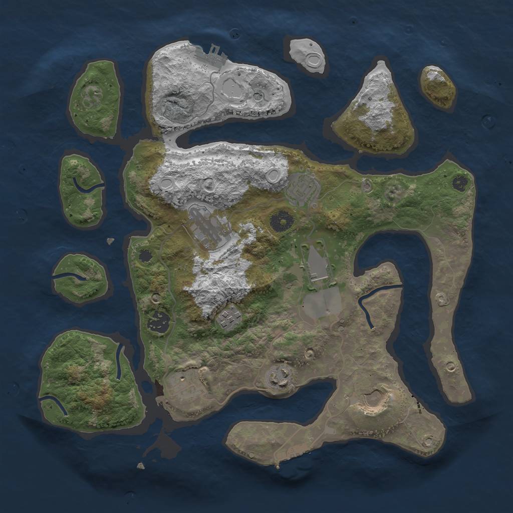 Rust Map: Procedural Map, Size: 3500, Seed: 44212352, 16 Monuments