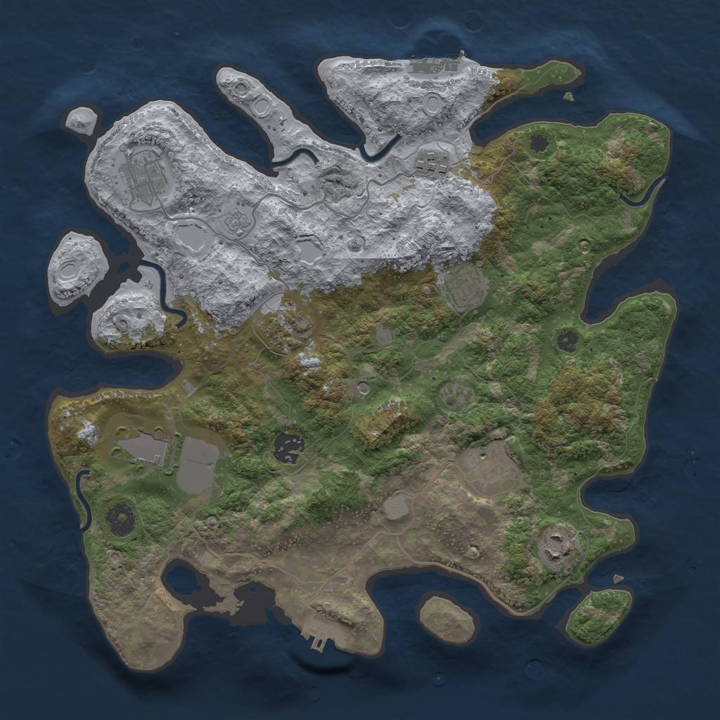 Rust Map: Procedural Map, Size: 3500, Seed: 15063813, 15 Monuments