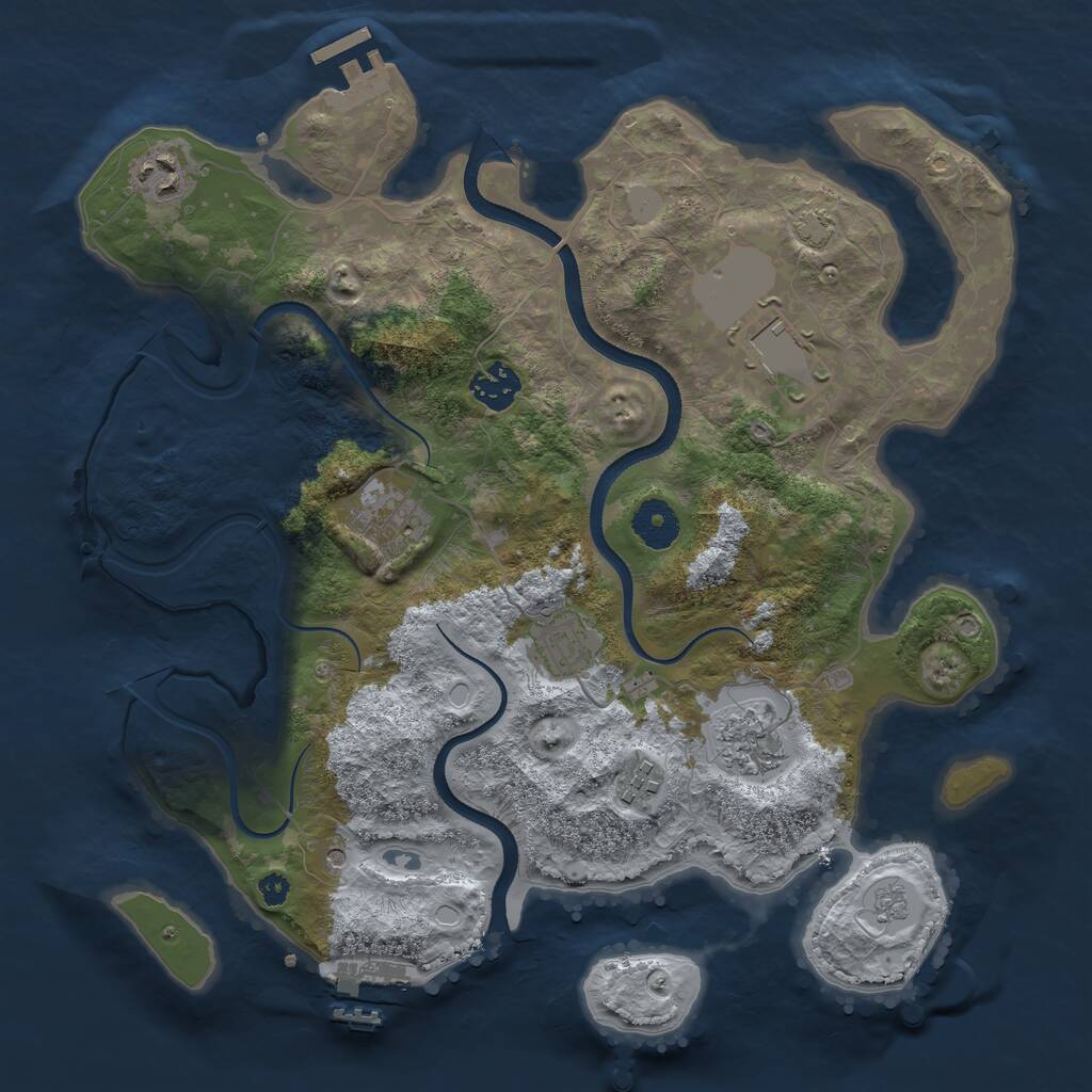 Rust Map: Procedural Map, Size: 3500, Seed: 57123, 13 Monuments