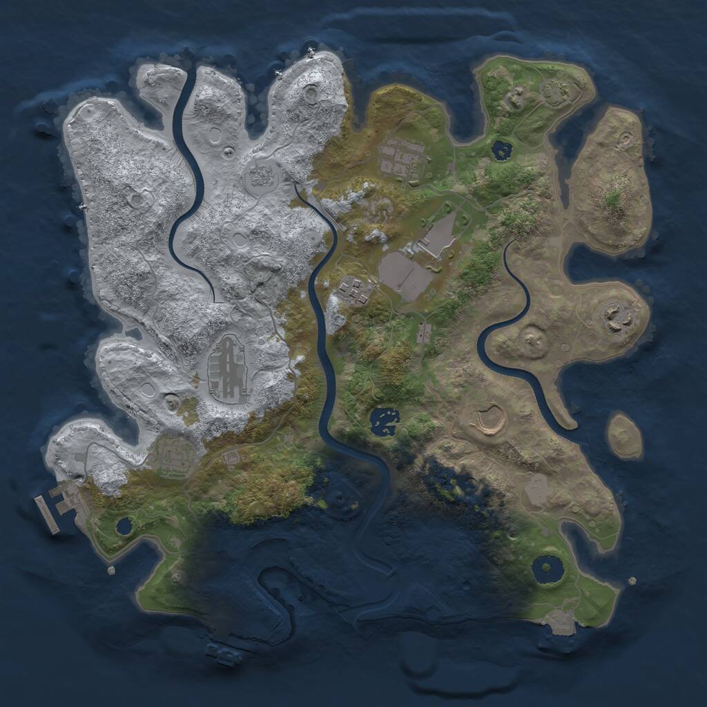 Rust Map: Procedural Map, Size: 3500, Seed: 31872, 14 Monuments