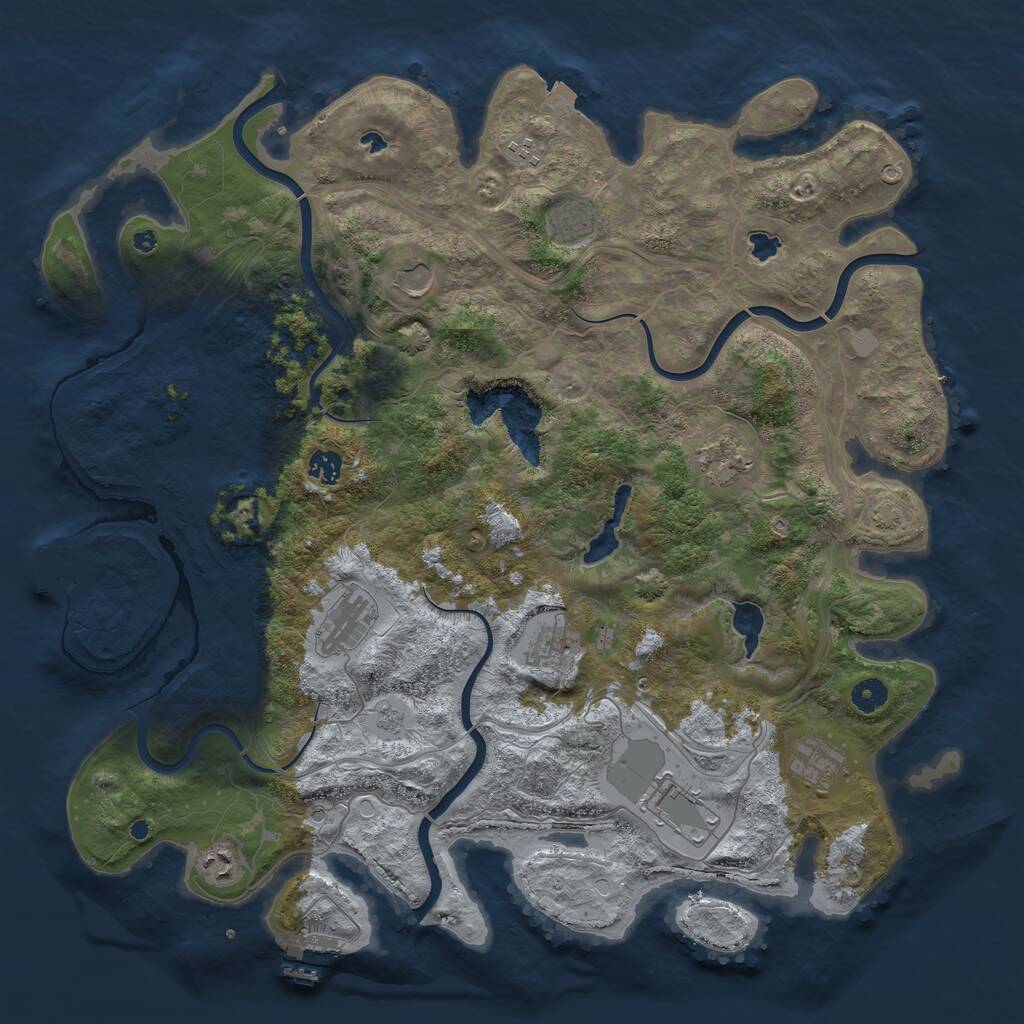 Rust Map: Procedural Map, Size: 4500, Seed: 584129, 16 Monuments