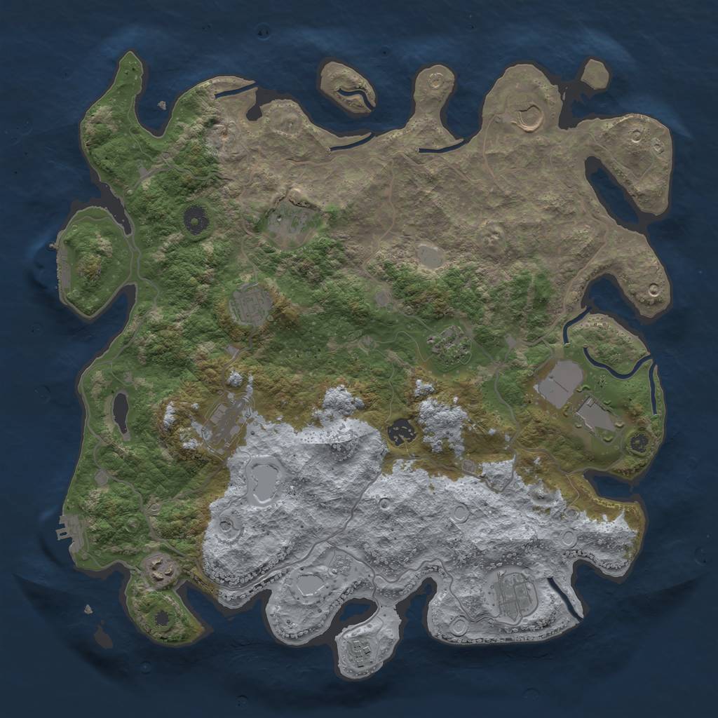 Rust Map: Procedural Map, Size: 4050, Seed: 1990768754, 17 Monuments