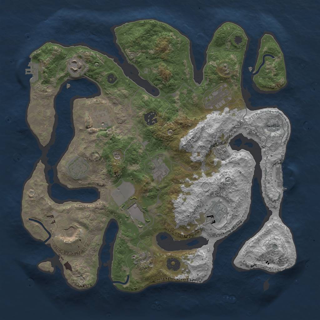 Rust Map: Procedural Map, Size: 3500, Seed: 164072321, 19 Monuments