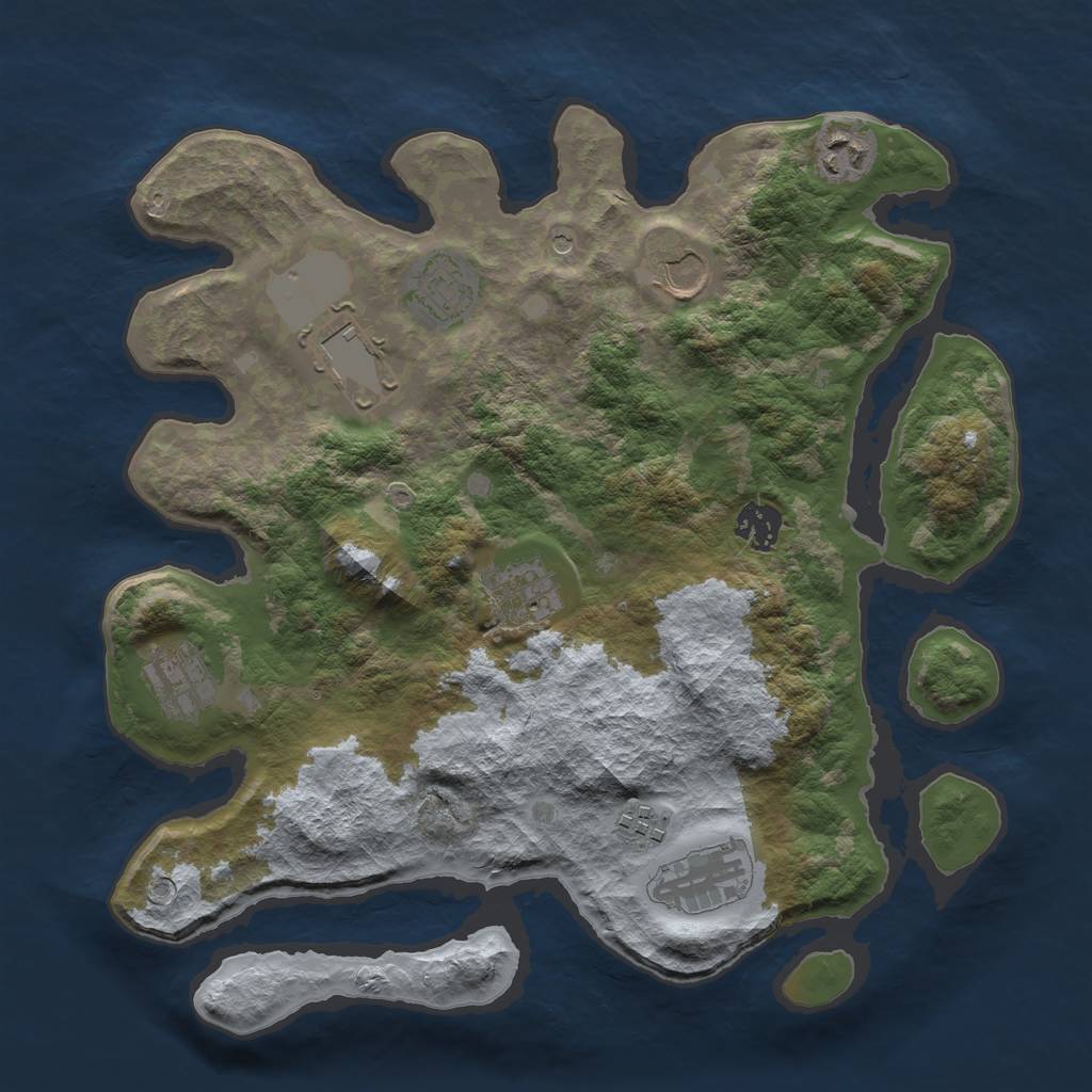 Rust Map: Barren, Size: 3500, Seed: 423919169, 12 Monuments