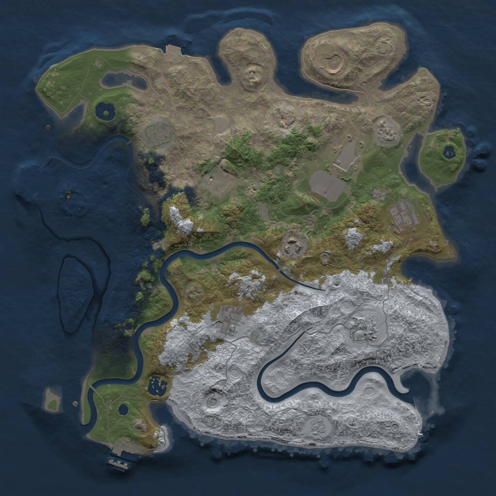 Rust Map: Procedural Map, Size: 3800, Seed: 67834, 16 Monuments