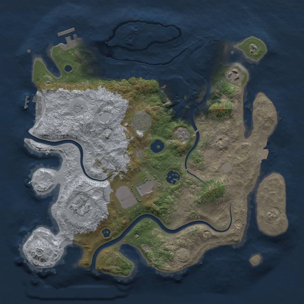 Rust Map: Procedural Map, Size: 3500, Seed: 810128791, 13 Monuments