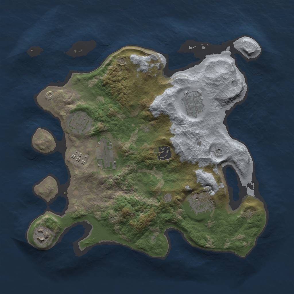 Rust Map: Barren, Size: 2999, Seed: 123, 10 Monuments