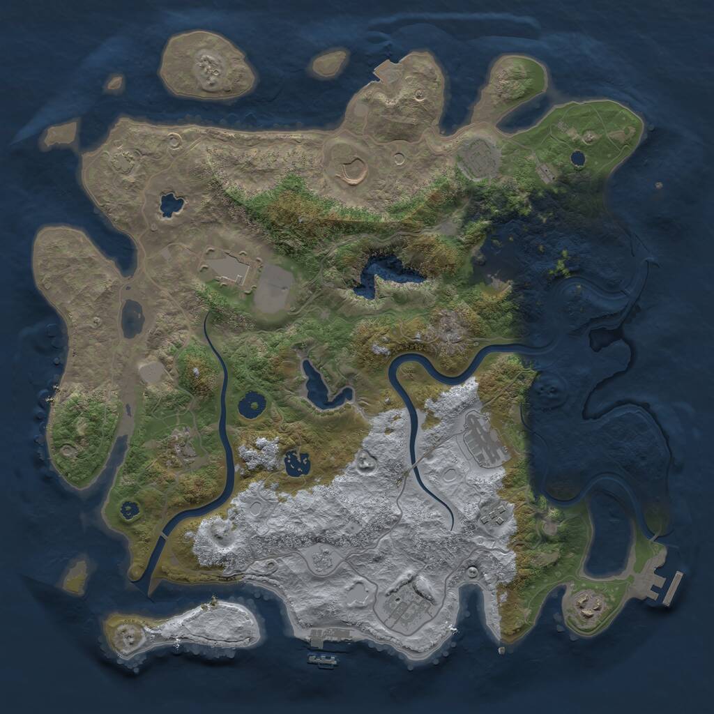 Rust Map: Procedural Map, Size: 4000, Seed: 343425, 16 Monuments