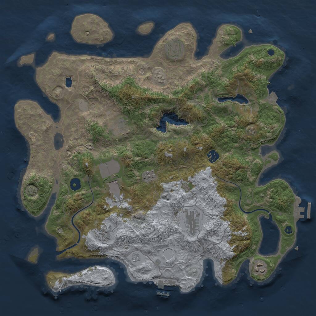 Rust Map: Procedural Map, Size: 4000, Seed: 343425, 14 Monuments