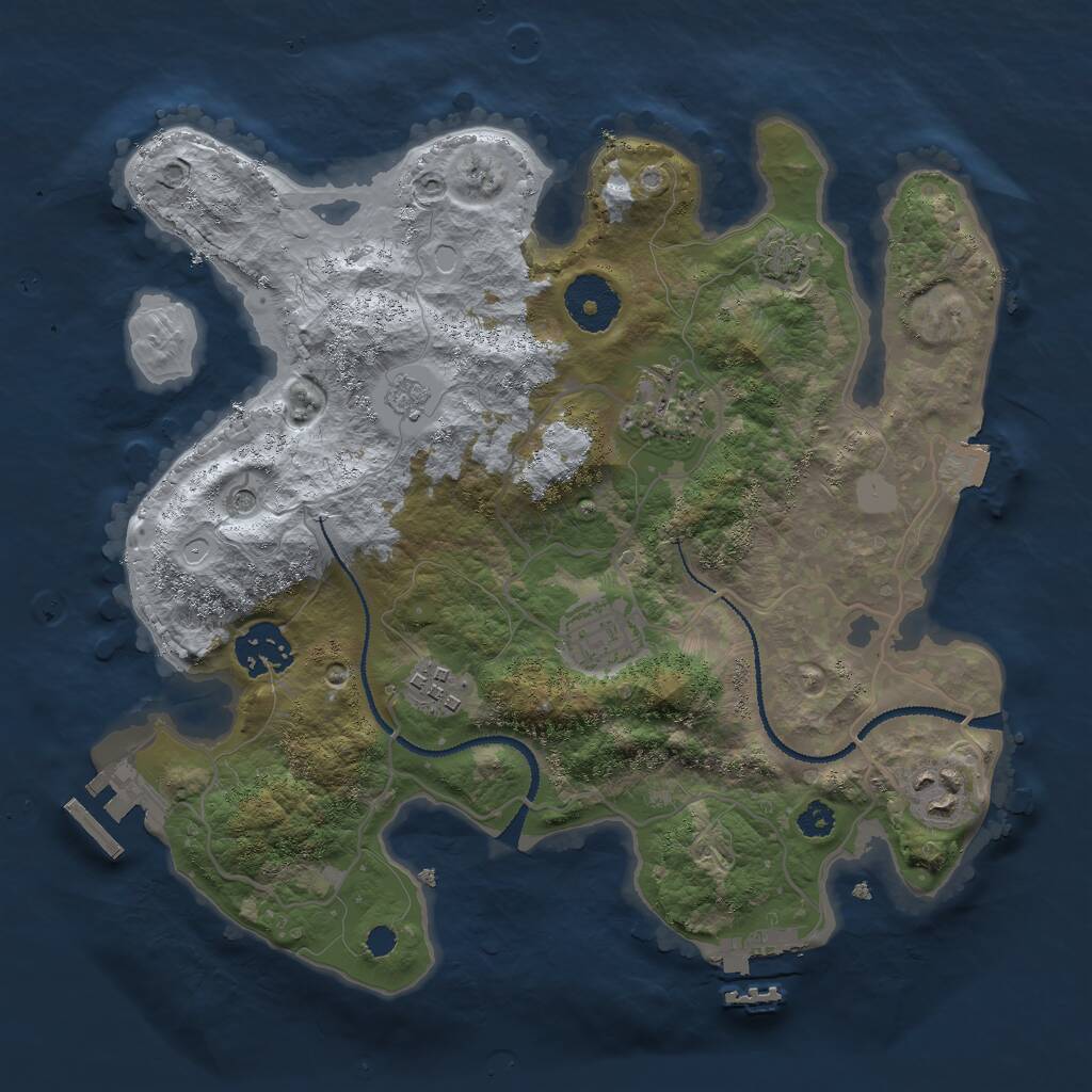Rust Map: Procedural Map, Size: 3000, Seed: 1552077968, 11 Monuments
